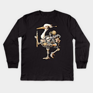 Robo-Ostrich Orchestra Conductor Kids Long Sleeve T-Shirt